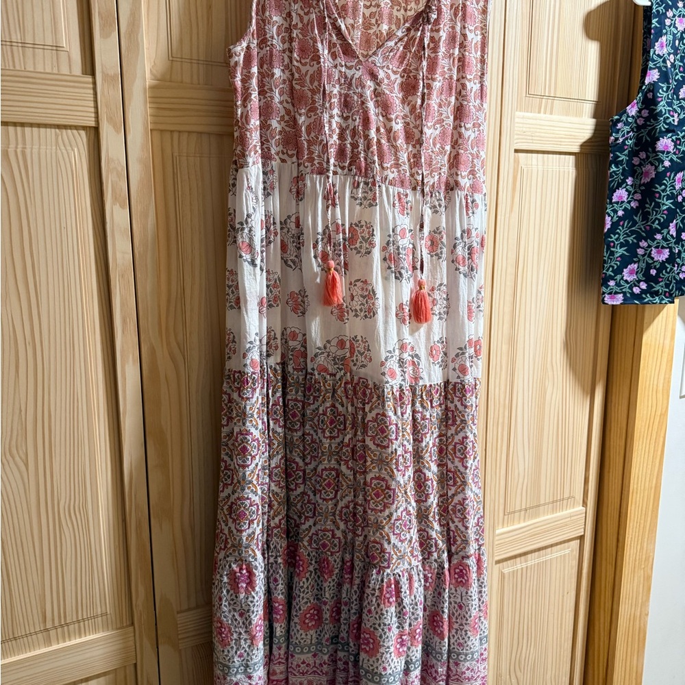 Floral Pink and White Maxi Dress